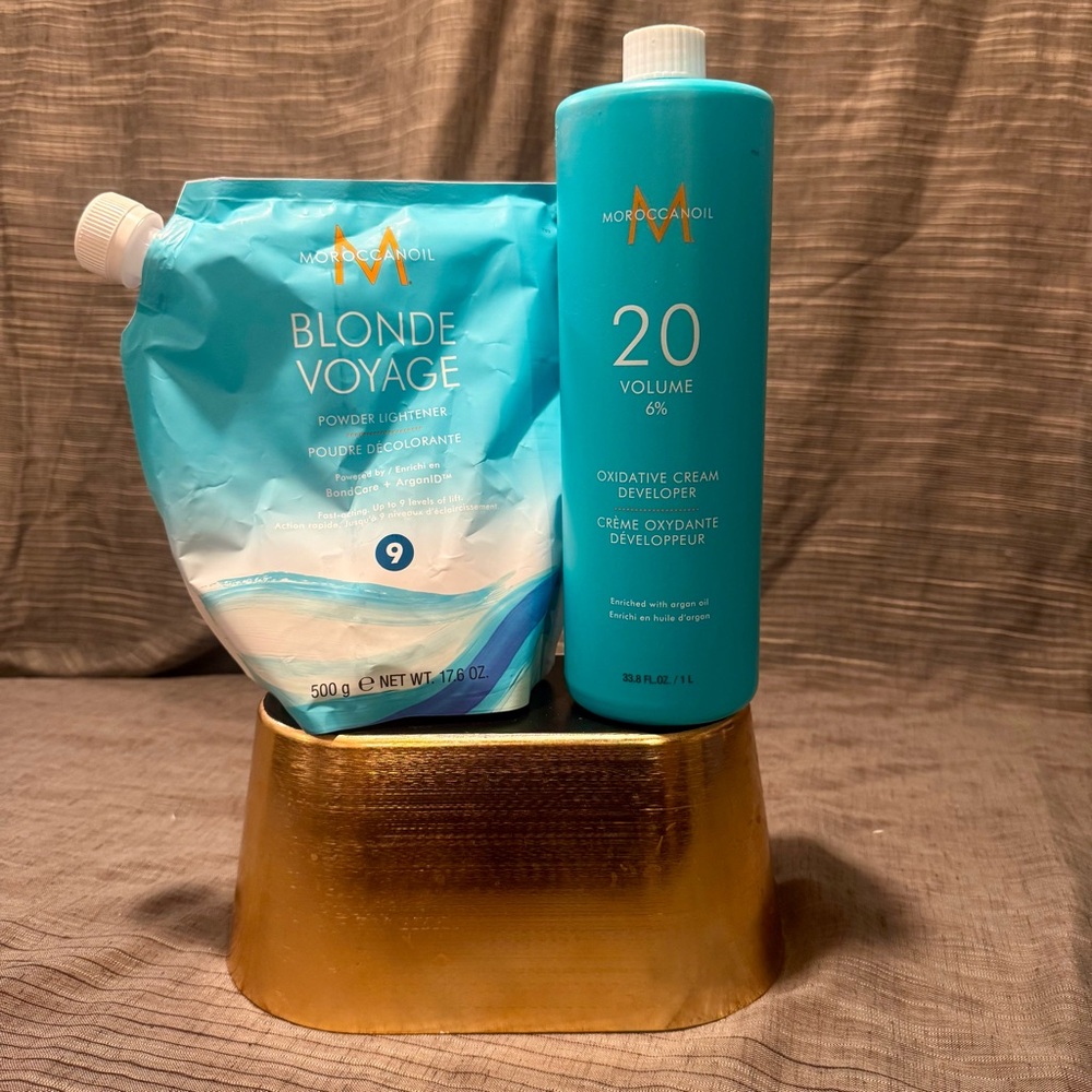 Moroccanoil Blonde Voyage powder lightener 17.6oz  & 20vol cream developer.